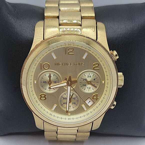 Michael Kors MK5055 Unisex Stainless Steel Analog Gold brushed Dial Watch BC807 - Picture 1 of 9